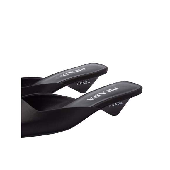 Prada - Black Satin Mules Loafers - Picture 7 of 9